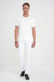 Comfort Fit Bisiklet Yaka Nakışlı Kısa Kol Ekru Pamuk Tişört Ts 910