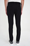 Slim Fit Yan Cepli Esnek Düz Siyah Pamuk Pantolon P 1197