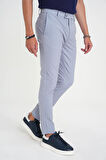 Slim Fit Yan Cepli Esnek Düz Grimavi Pamuk Pantolon P 1197