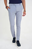 Slim Fit Yan Cepli Esnek Düz Grimavi Pamuk Pantolon P 1197