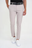 Slim Fit Yan Cepli Esnek Düz Koyu Vizon Pamuk Pantolon P 1197
