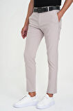 Slim Fit Yan Cepli Esnek Düz Koyu Vizon Pamuk Pantolon P 1197