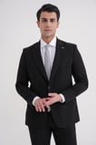 Slim Fit Çift Yırtmaç Gofre Kumaş Esnek Siyah Spor Takım Elbise TK 940