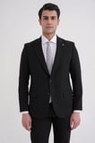 Slim Fit Çift Yırtmaç Gofre Kumaş Esnek Siyah Spor Takım Elbise TK 940