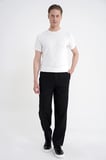 Oversize Kalıp Yan Cep Beli Lastikli Siyah Keten Pantolon P 1216
