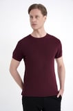 Comfort Fit Rayon Karışımlı Bordo Bisiklet Yaka Tişört TS 925 