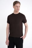 Comfort Fit Rayon Karışımlı Kahverengi Bisiklet Yaka Tişört TS 925 
