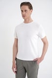 Comfort Fit Rayon Karışımlı Ekru Bisiklet Yaka Tişört TS 925 