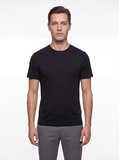 Comfort Fit Pamuklu Modal Kumaş Bisiklet Yaka Siyah Tişört TS 924