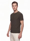 Comfort Fit Pamuklu Bisiklet Yaka Haki Tişört TS 929