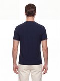 Comfort Fit Pamuklu Bisiklet Yaka Lacivert Tişört TS 929