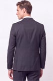 Slim Fit Çift Yırtmaç %97 Yünlü Doku Desenli Esnek Antrasit Yelekli Takım Elbise TK 927