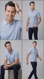 Comfort Fit Rahat Kalıp %100 Pamuk Kıvrılmaz Yaka Mavi Polo Yaka Tişört TS 931