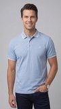 Comfort Fit Rahat Kalıp %100 Pamuk Kıvrılmaz Yaka Mavi Polo Yaka Tişört TS 931