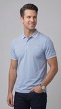 Comfort Fit Rahat Kalıp %100 Pamuk Kıvrılmaz Yaka Mavi Polo Yaka Tişört TS 931