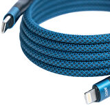 KS-CL01 Mavi Manyetik USB-C›Lightning Kablosu – 1 m, Süper Hızlı Şarj