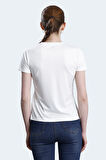 Lumberjack 5M WB PES V NECK 11CT127 5FX Kadın Tişört Ekru