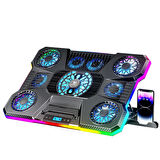 Blueforce SX-45 Freezer 9 RGB Fanlı Notebook Soğutucu Stand LCD Ekranlı Siyah 10-19 İnç 1 USB 1 Type-C