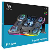 Blueforce SX-45 Freezer 9 RGB Fanlı Notebook Soğutucu Stand LCD Ekranlı Siyah 10-19 İnç 1 USB 1 Type-C