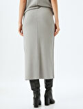 Standart Bel Slim Fit Fitilli Uzun Kalem Etek