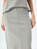 Standart Bel Slim Fit Fitilli Uzun Kalem Etek