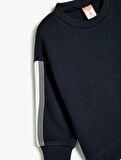 Sweatshirt Bisiklet Yaka Uzun Kollu Şerit Detaylı Pamuklu