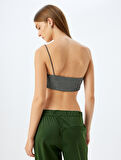 Koton X İnji - Crop Simli Tek Omuz Asimetrik Kesim Slim Fit Bluz