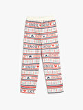 Yılbaşı Desenli Beli Lastikli Pamuklu Pijama Altı