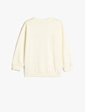 Baskılı Oversize Bisiklet Yaka Uzun Kollu Sweatshirt