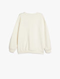 Kaykay Baskılı Uzun Kollu Bisiklet Yaka Sweatshirt