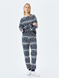 Yılbaşı Temalı Baskılı Pijama Takımı