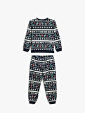 Yılbaşı Baskılı Pijama Takımı Pamuklu 