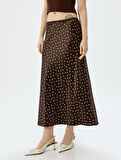 A Kesim Slim Fit Midi Boy Pauntiyeli Saten Etek