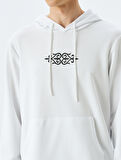 Kapşonlu Pamuklu Baskılı Sweatshirt