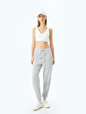 Düşük Bel Dikiş Detaylı Cepli Beli Bağcıklı Jogger Eşofman Altı