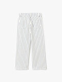Pamuklu Çizgili Bol Paça Denim Pantolon