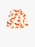 Hayvan Desenli Uzun Kollu Pamuklu Şardonlu Sweatshirt