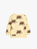 Sweatshirt Uzun Kollu Bisiklet Yaka Kirpi Baskılı Şardonlu Pamuklu