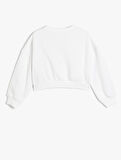 Yılbaşı Temalı Sweatshirt Uzun Kollu Kedi Baskılı Bisiklet Yaka
