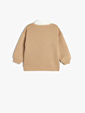 Gömlek Yaka Sweatshirt Köpek Aplikeli Uzun Kollu Şardonlu