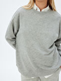 Basic Sweatshirt Bisiklet Yaka Uzun Kollu Rahat Kalıp