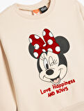 Minnie Mouse Baskılı Sweatshirt Lisanslı Pamuklu Şardonlu 