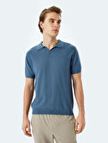 Pamuklu V Polo Yaka Kısa Kollu Triko Tişört