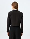 Crop Blazer Ceket Kruvaze Düğmeli