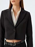 Crop Blazer Ceket Kruvaze Düğmeli