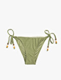 Kroşe Detaylı Boncuklu Yanları İpli Bikini Altı