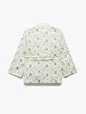 Pamuklu Floral İşlemeli Fisto Kruvaze Oversize Kimono Ceket