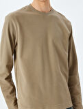 Bisiklet Yaka Pamuklu İnterlok Kumaş Basic Sweatshirt