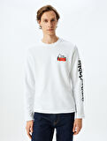 Bisiklet Yaka Uzun Kollu Pamuk Karışımlı Lisanslı Snoopy Sweatshirt