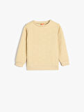 Sweatshirt Yıldız Detaylı Dokulu Bisiklet Yaka Uzun Kollu 